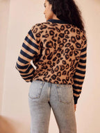 Leopard Stripes Splicing Cardigans