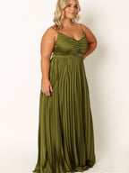 Camisoles Green Formal Dress Crimp Maxi Dresses