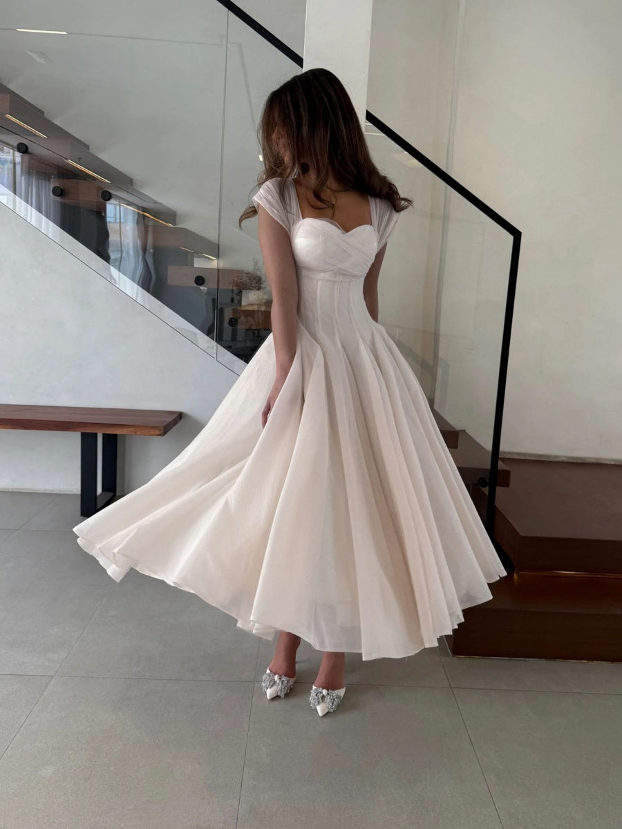 Mesh Splicing Waist Big Swing Maxi Dresses