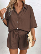 Short-sleeved Wide-leg Jumpsuit