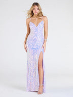 Sequins V-neck Opening Bandage Party Long Dress