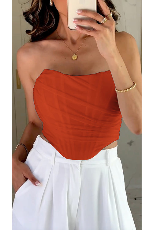 Strapless Off Shoulder Mesh Corset Top