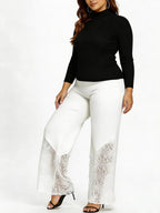 Slim-fitting, Loose-fitting, Comfortable Cropped Trousers With Lace Trim And Cutout Details
