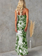 Sloping Shoulders Printed Stretch Tube Top Maxi Dresses