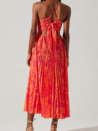 V-neck Camisoles Backless Graffiti Maxi Dresses