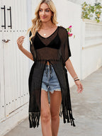 Knitting Hollow Smock Sunscreen Tassel Cover Ups