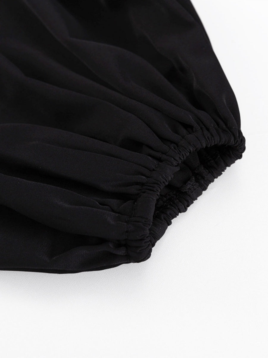 V-neck Flared Sleeves Waist Mini&Short Dresses