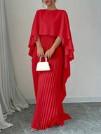 Cloak Batwing Sleeves Crimp Temperament Grace Maxi Dresses