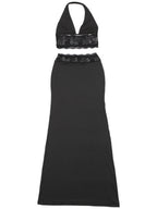 Neckband Navel Tank Tops Lace Bodycon Dress 2-piece Sets