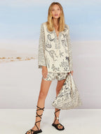 Printed Vacation V-neck Shirt Shorts Set 2-piece Sets