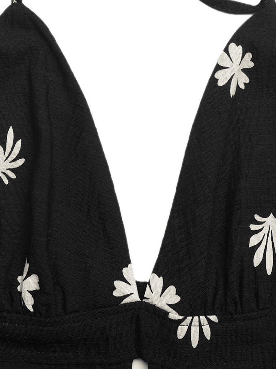 Camisoles Backless Printed Retro Vacation Maxi Dresses