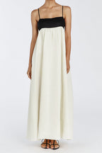 Backless Color Block Splice Swing Maxi Cami Dress