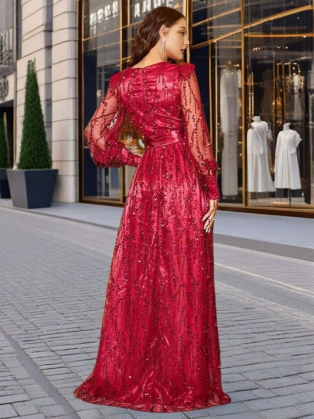 Mesh Sequined Maxi Dress
