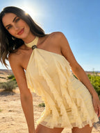 Halter Ruffle Hip-hugging Formal Dress Vacation Mini&Short Dresses