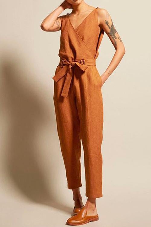 Josh V Neck Bow Knot Sleeveless Jumpsuit