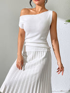 Knitting Irregular Sloping Shoulders Off Shoulder T-shirts