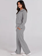 Liber Autumn Women's Zipper Solid Color 2-piece Sets