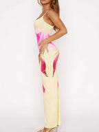 Liber Spring Women's Backless Abstract Maxi Dresses