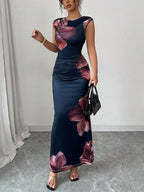 Floral Printed Sleeveless Hip Maxi Dresses