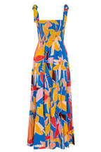 Floral Print Smocked Tie Shoulder Tiered Ruffle Maxi Dress