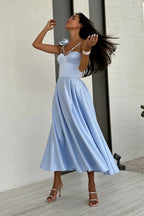 3D Flowers Shoulder Strap Formal Dress Maxi Dresses