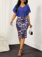 Mesh V-neck Hip-hugging Midi Dresses