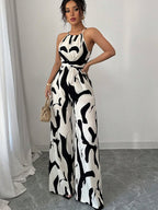 Milk-patterned Halter-neck Jumpsuit