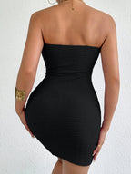 Strapless Solid Color Tight Sexy Short Dress