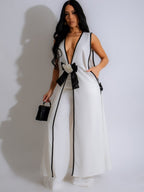 Sleeveless Butterfly Festival Long Vest Dress Wide-leg Pants Set 2-piece Sets