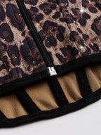 Rhinestone-studded Body Shaping Fish Bones Leopard Print Camisoles