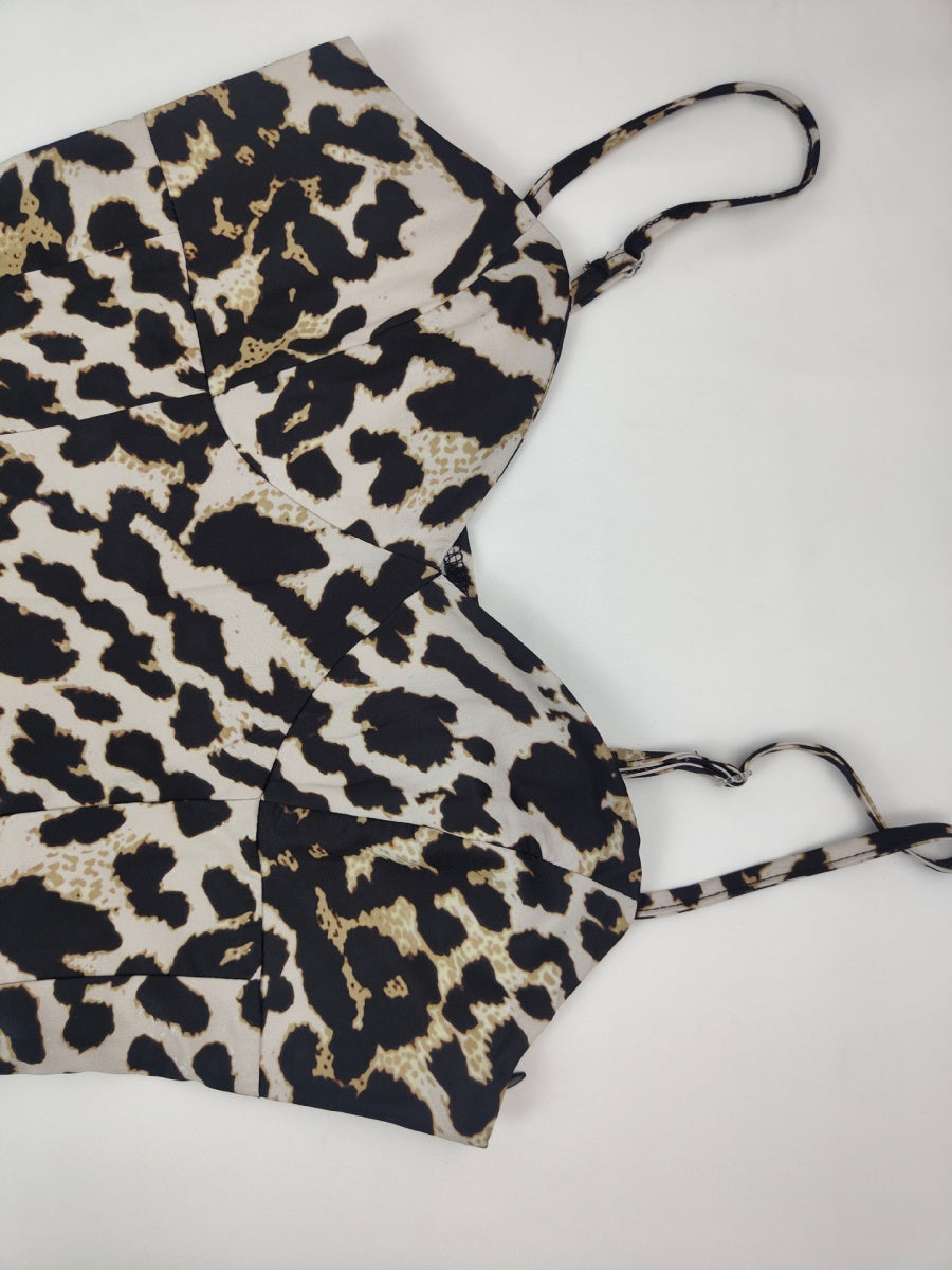Sexy Leopard Print Halter Maxi Dress