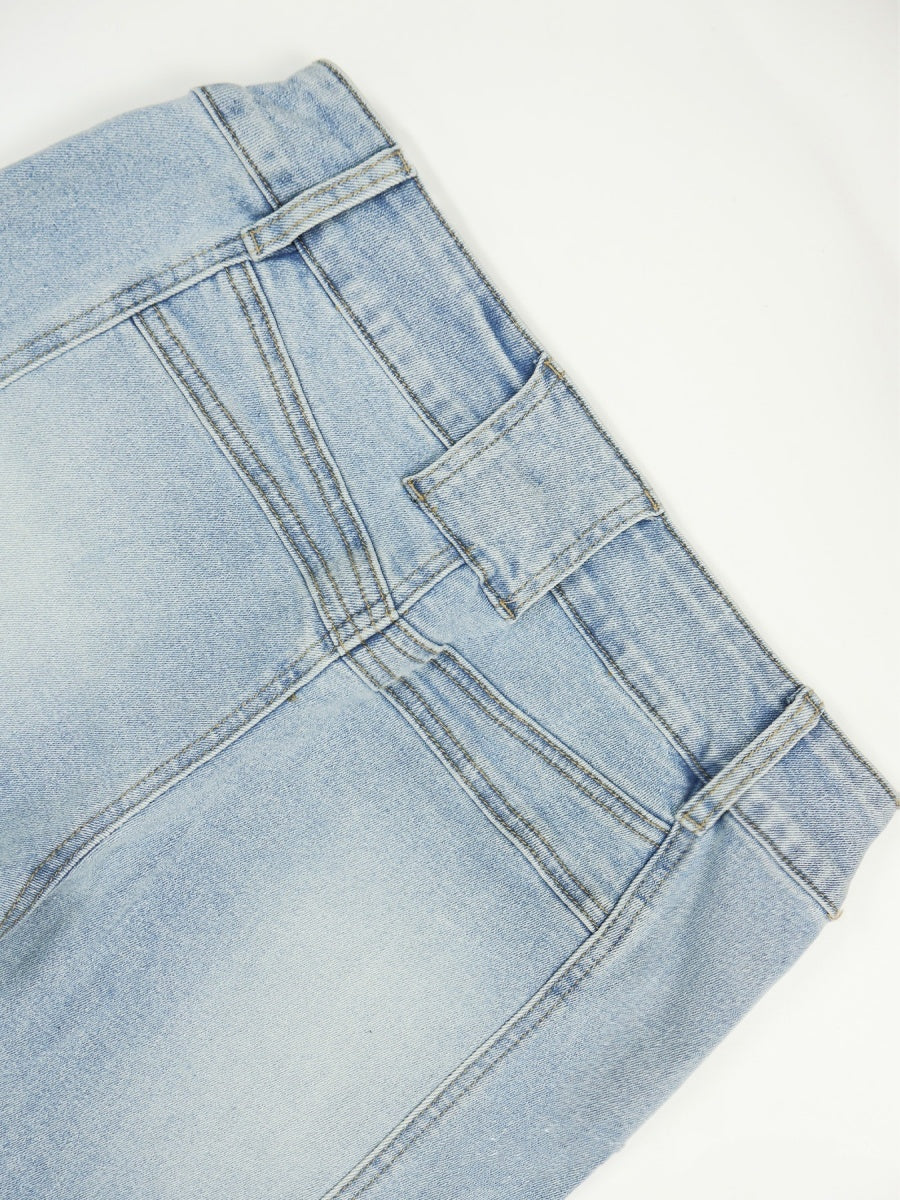 Washed Slim-fit High Stretch Low-rise Flared Jeans