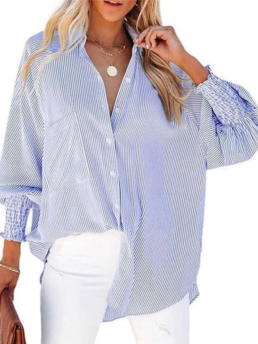 Loose-fit Long Sleeve Stripes Stripes Shirts