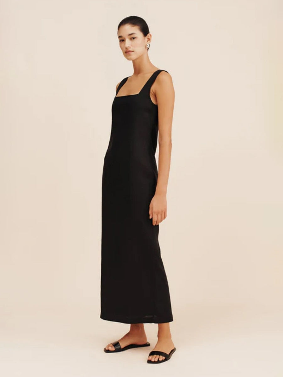 Square Collar Cotton And Linen Camisoles Leisure Temperament Maxi Dresses