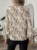 V-neck Leopard Print Loose Long-sleeved Casual T-shirt