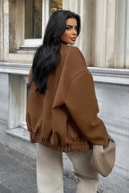 Thick Wool Brown Elastic Hem Coat