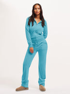 Velour Tracksuit Set Zip-up Hoodie And Pants For Women 2026