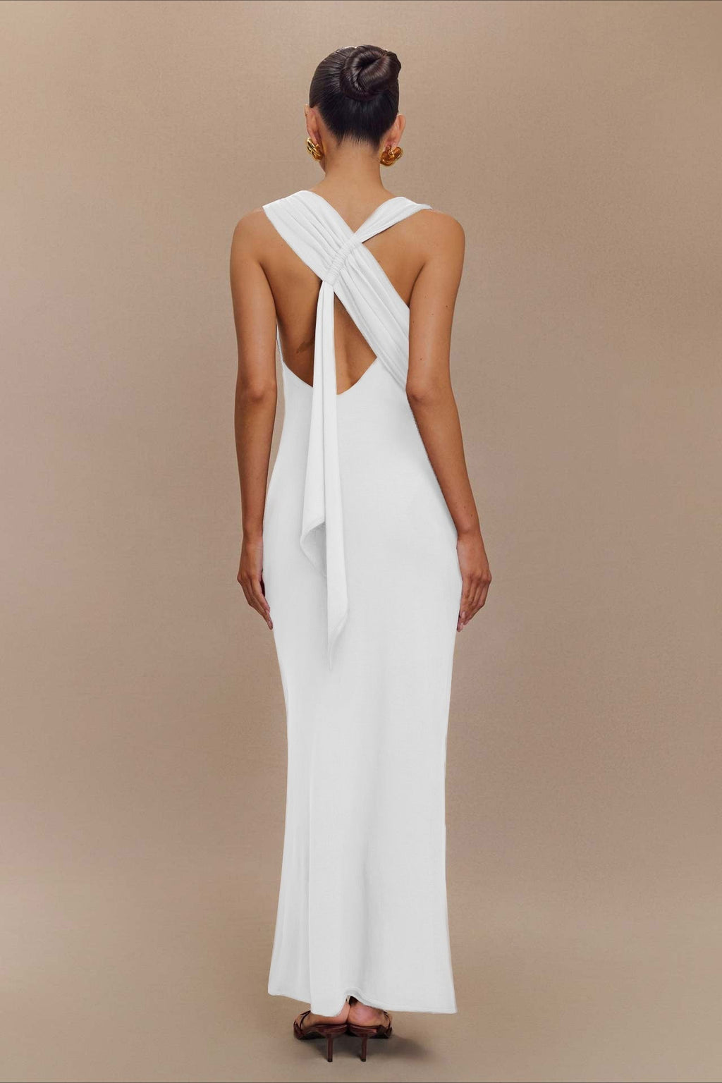 High Neck Sleeveless Wide Strap Bodycon Maxi Mini Dress