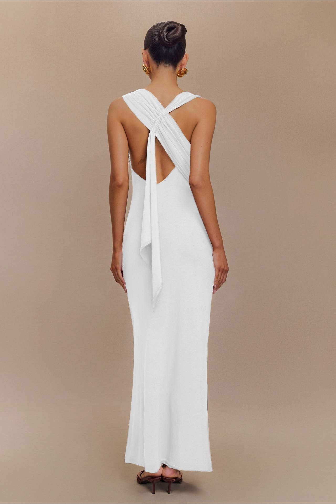 High Neck Sleeveless Wide Strap Bodycon Maxi Mini Dress