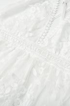 White Lace Mesh Backless Dress