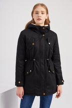 Solid Color Hooded Cotton-Padded Coat