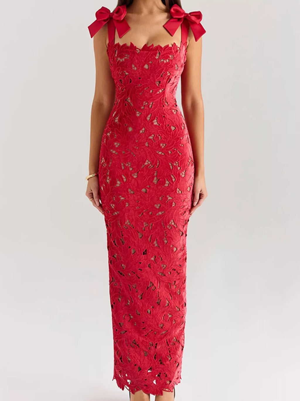 Aira's Slit Tie Shoulder Maxi Dress