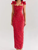 Aira's Slit Tie Shoulder Maxi Dress