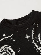 Swirl Print Ripped Design Sweater