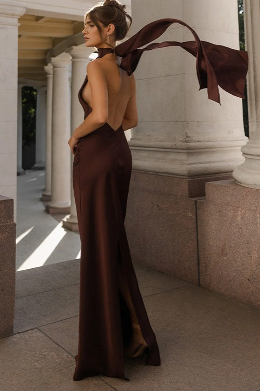 Satin Backless Sleeveless Dress