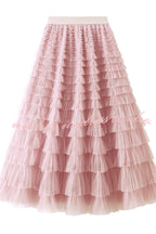 Be Your Own City Queen Tiered Elastic Waist Tulle Maxi Skirt