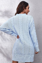 Loose Fit Cable Knit Sweater Dress
