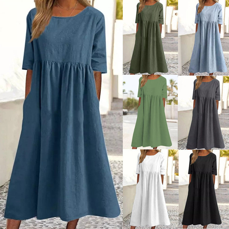 Veronica Luxe Midi Dress with Three Quarter Sleeves Designer Edit