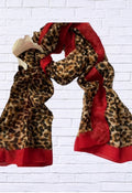 Leopard Print Shawl with Bold Red Trim _ Chic & Timeless