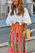 Lantern Sleeves Button Up Loose Blouse Shirt